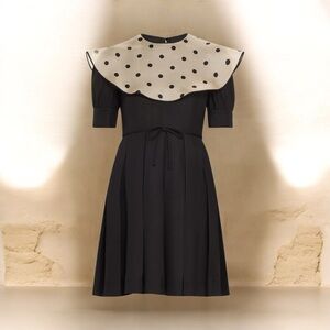 VALENTINO GARAVANI Sheer Polka Dot Neckline Mini Dress Size 44